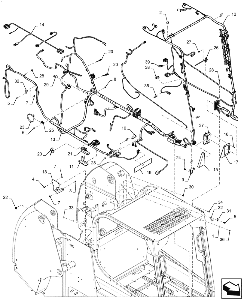 Схема запчастей Case TR320 - (55.101.AC[01]) - WIRE HARNESS & CONNECTOR, MECHANICAL CONTROLS (21-MAY-2015 THRU 13-NOV-2016) (55) - ELECTRICAL SYSTEMS