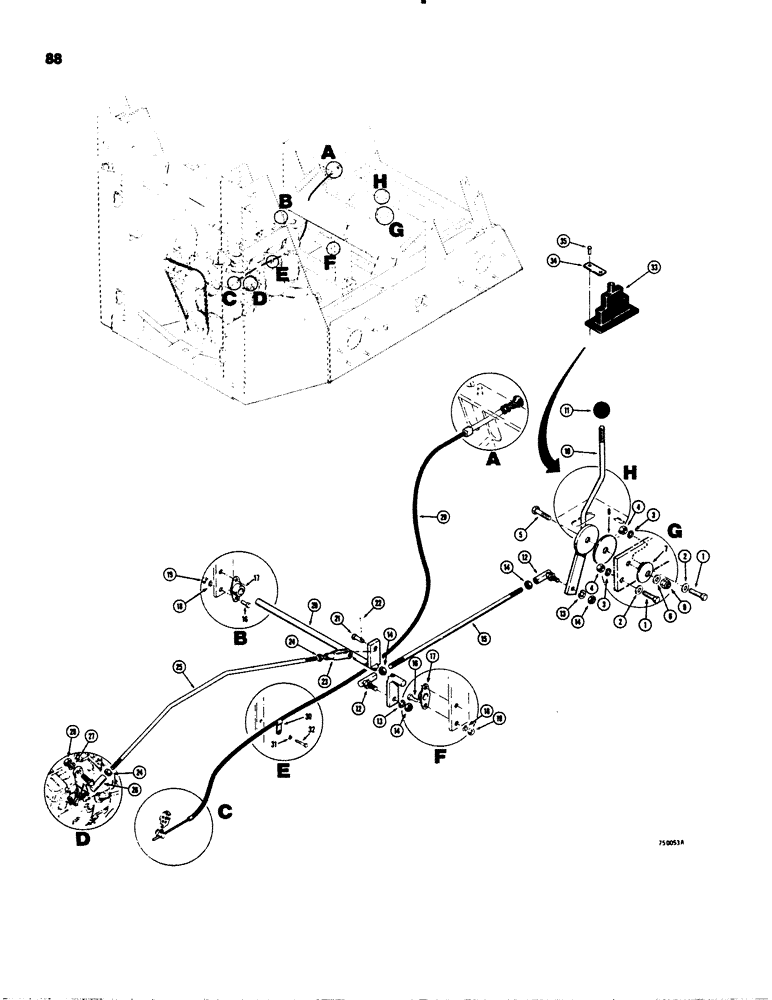 Схема запчастей Case 1845 - (088) - ENGINE CONTROLS - DIESEL MODELS, THROTTLE AND FUEL SHUTOFF (10) - ENGINE