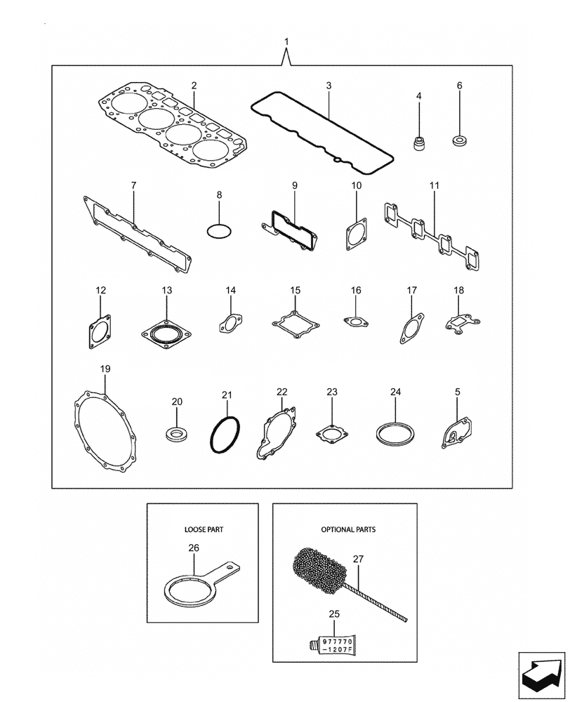 Схема запчастей Case CX57C - (10.001.040) - ENGINE GASKET KIT (10) - ENGINE