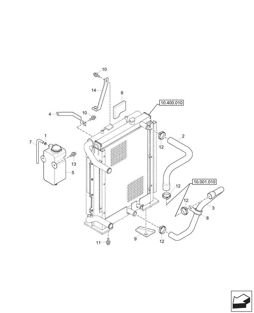 Схема запчастей Case CX57C - (10.400.020) - RADIATOR HOSE, TANK (10) - ENGINE