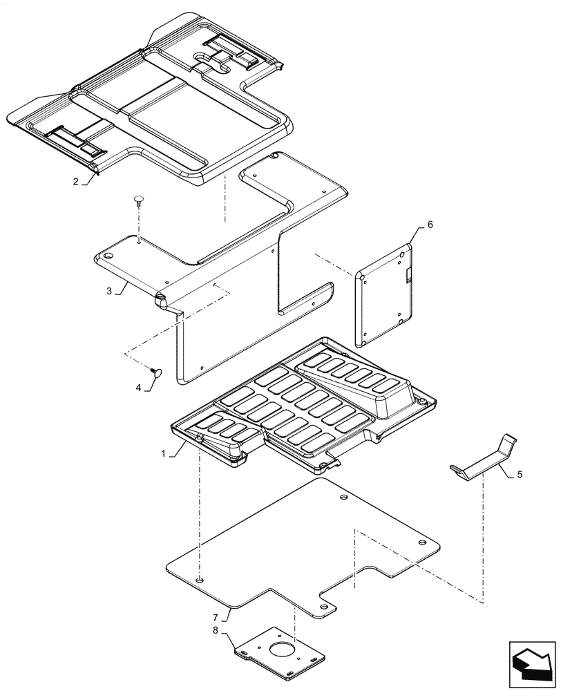 Схема запчастей Case SR130 - (90.160.AR[03]) - FLOOR MAT, E-H CONTROLS (18-SEP-2015 & NEWER) (90) - PLATFORM, CAB, BODYWORK AND DECALS