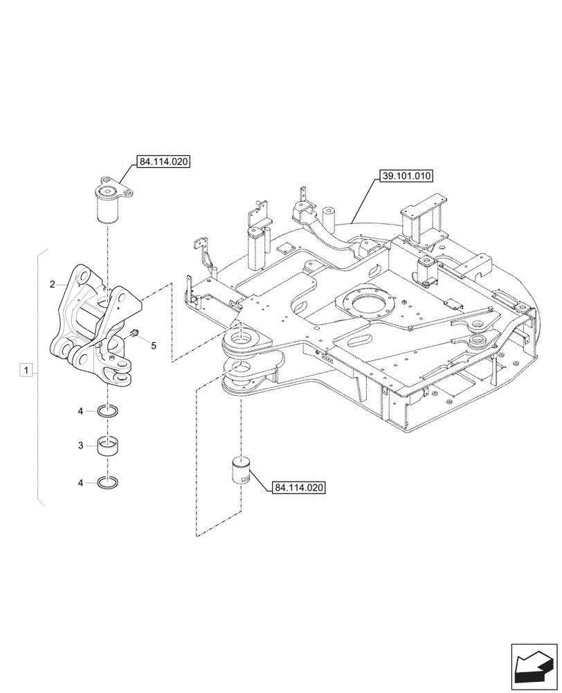 Схема запчастей Case CX60C - (84.114.010) - BOOM SWING, TOWER (84) - BOOMS, DIPPERS & BUCKETS