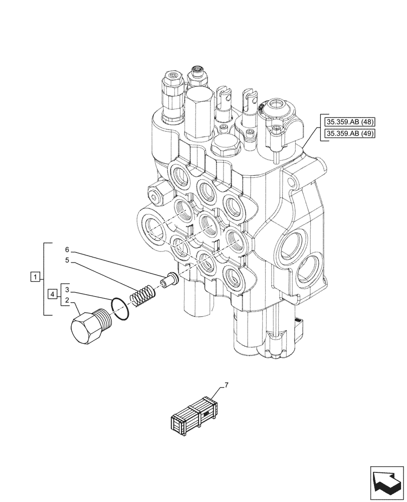 Схема запчастей Case 580N EP - (35.359.AB[51]) - VAR - 747776, 747864 - CONTROL VALVE, MECHANICAL, CHECK VALVE (35) - HYDRAULIC SYSTEMS