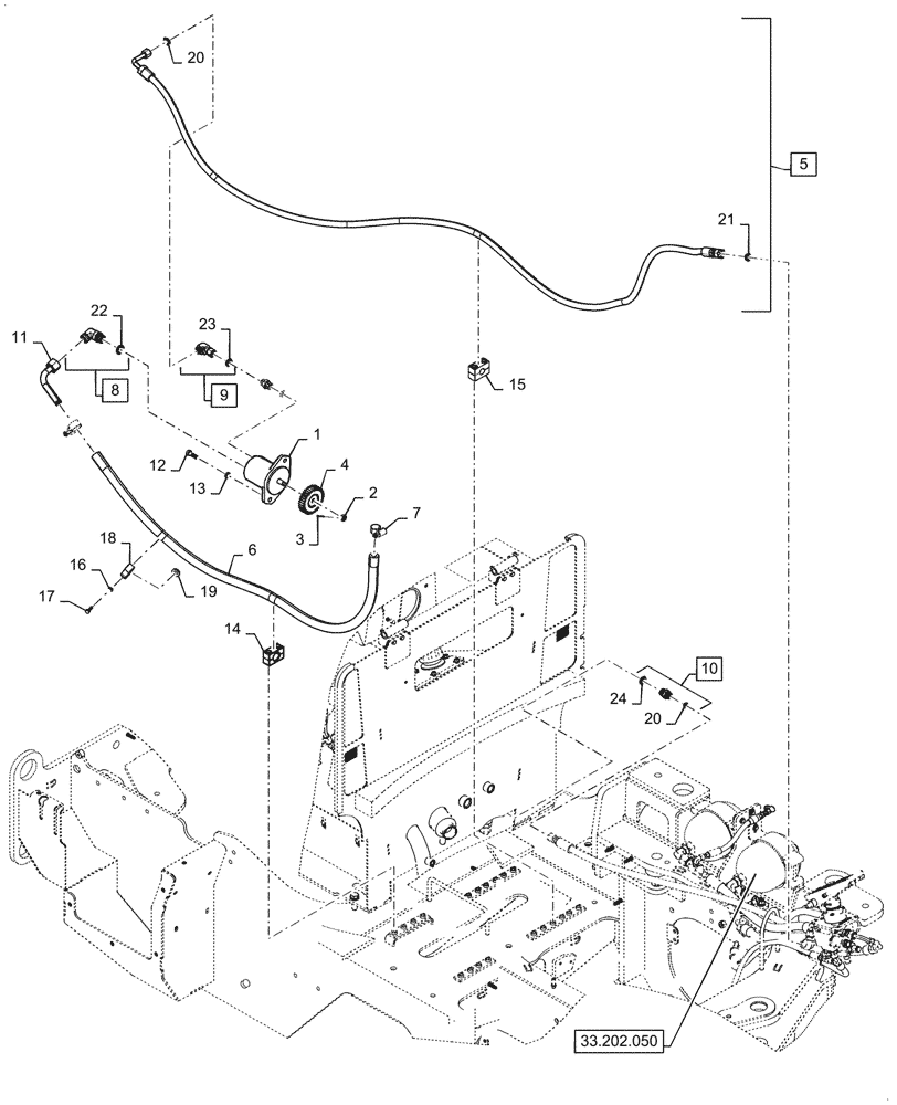 Схема запчастей Case 521G - (33.202.040) - VAR - 424224 - MAIN HYDRAULIC BRAKE, PUMP & LINES (33) - BRAKES & CONTROLS