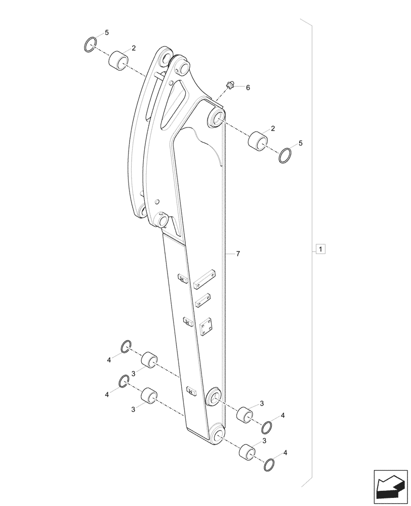 Схема запчастей Case CX60C - (84.912.020) - VAR - 747079, 747329 - LONG DIPPER (1.9M) (84) - BOOMS, DIPPERS & BUCKETS