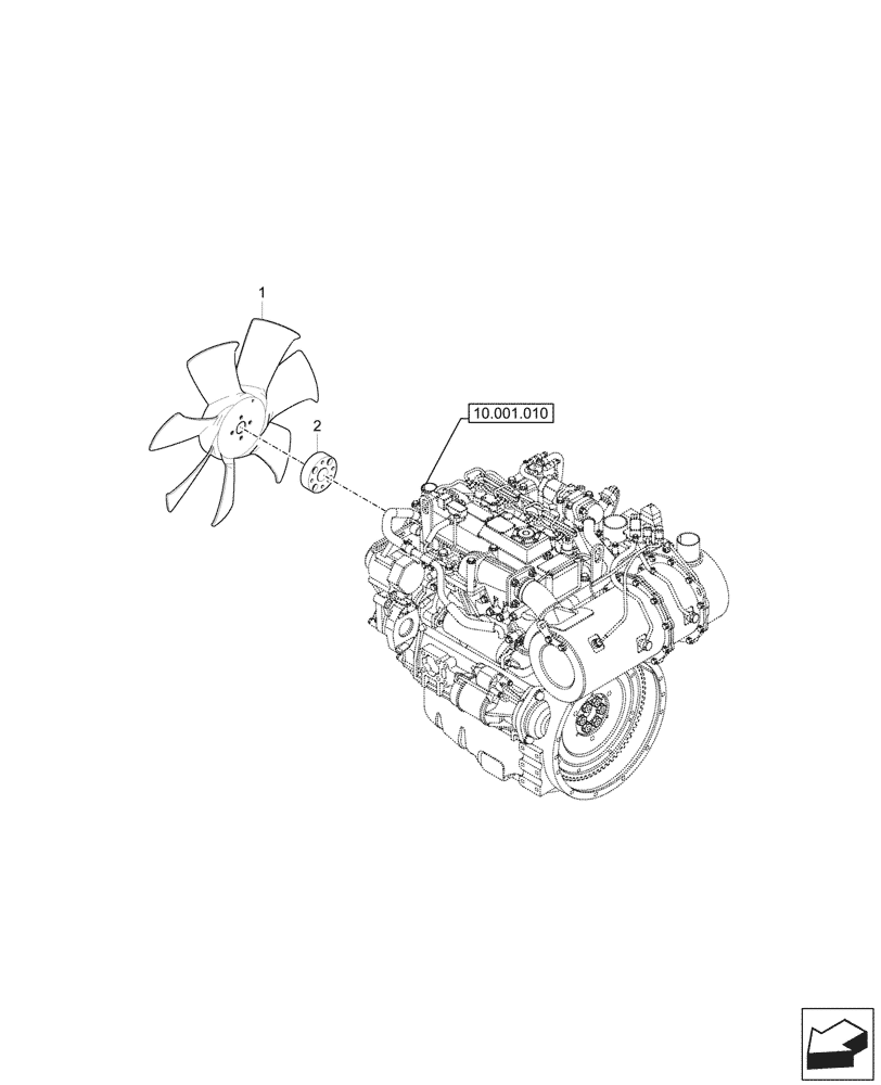 Схема запчастей Case CX57C - (10.414.010) - ENGINE, FAN (10) - ENGINE