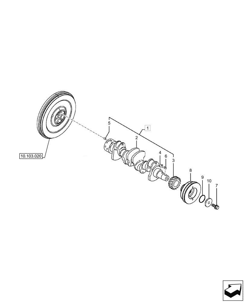 Схема запчастей Case CX60C - (10.103.010) - CRANKSHAFT (10) - ENGINE