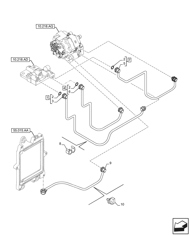 Схема запчастей Case F4HFE413W B003 - (10.210.AF) - FUEL SUPPLY LINE (10) - ENGINE