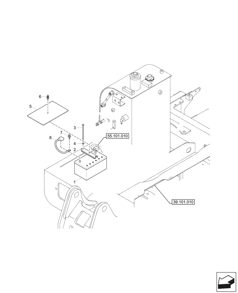 Схема запчастей Case CX57C - (55.302.010) - BATTERY (55) - ELECTRICAL SYSTEMS