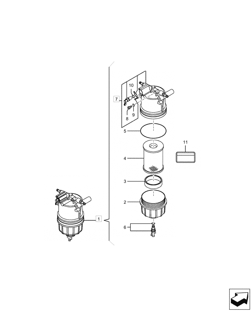 Схема запчастей Case CX60C - (10.206.010) - FUEL FILTER/WATER SEPARATOR, COMPONENTS (10) - ENGINE