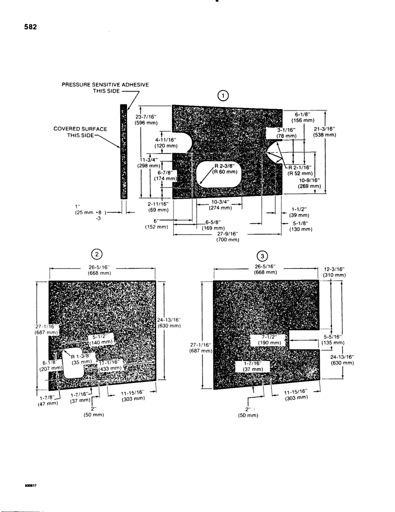 Схема запчастей Case 580SE - (582) - HOOD AND SIDE PANEL NOISE REDUCTION PADS, MODELS WITHOUT TURBOCHARGED ENG (09) - CHASSIS/ATTACHMENTS