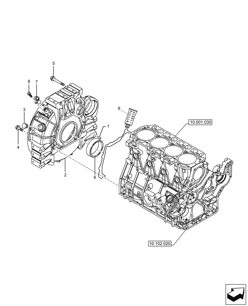 Схема запчастей Case CX57C - (10.103.030) - ENGINE FLYWHEEL, HOUSING (10) - ENGINE