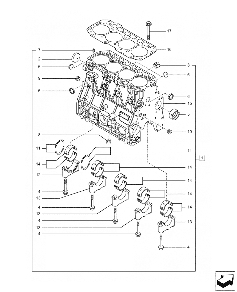 Схема запчастей Case CX57C - (10.001.030) - CRANKCASE (10) - ENGINE