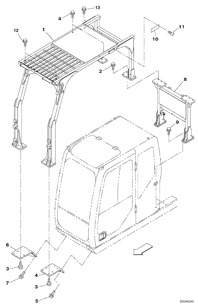 Схема запчастей Case CX800B - (09-21) - CAB HEAD GUARD (09) - CHASSIS