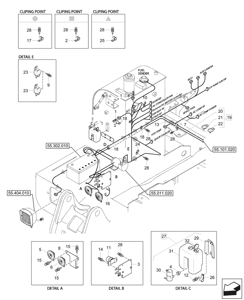 Схема запчастей Case CX57C - (55.101.010) - UPPER, FRAME, MAIN HARNESS (55) - ELECTRICAL SYSTEMS