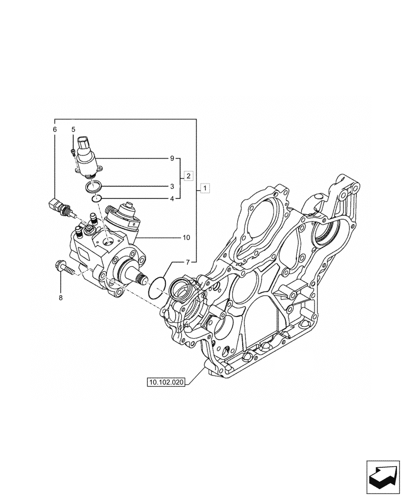 Схема запчастей Case CX60C - (10.218.020) - INJECTION PUMP, COMPONENTS (10) - ENGINE