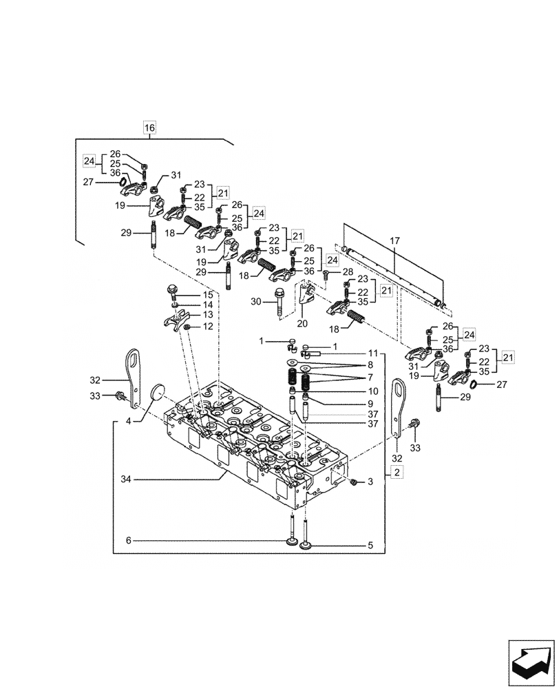 Схема запчастей Case CX60C - (10.101.010) - CYLINDER HEAD, ROCKER, SHAFT (10) - ENGINE