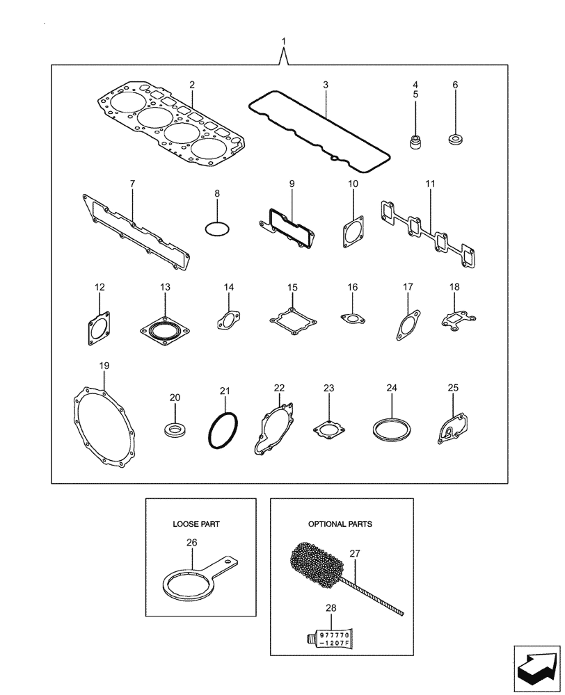 Схема запчастей Case CX60C - (10.001.040) - ENGINE, GASKET (10) - ENGINE