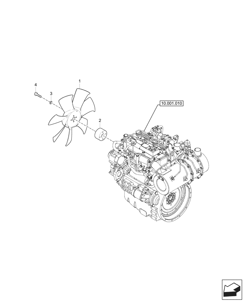 Схема запчастей Case CX60C - (10.414.010) - ENGINE, FAN (10) - ENGINE