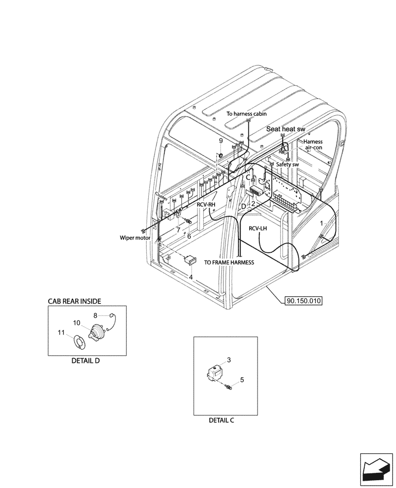 Схема запчастей Case CX57C - (55.510.020) - CAB MAIN WIRE HARNESS (55) - ELECTRICAL SYSTEMS