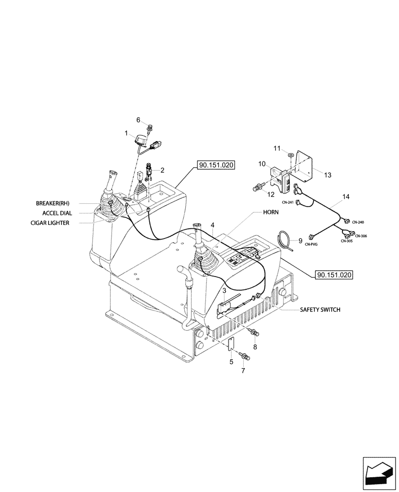 Схема запчастей Case CX57C - (55.512.010) - CONSOLE, ELECTRONIC CONTROLS (55) - ELECTRICAL SYSTEMS