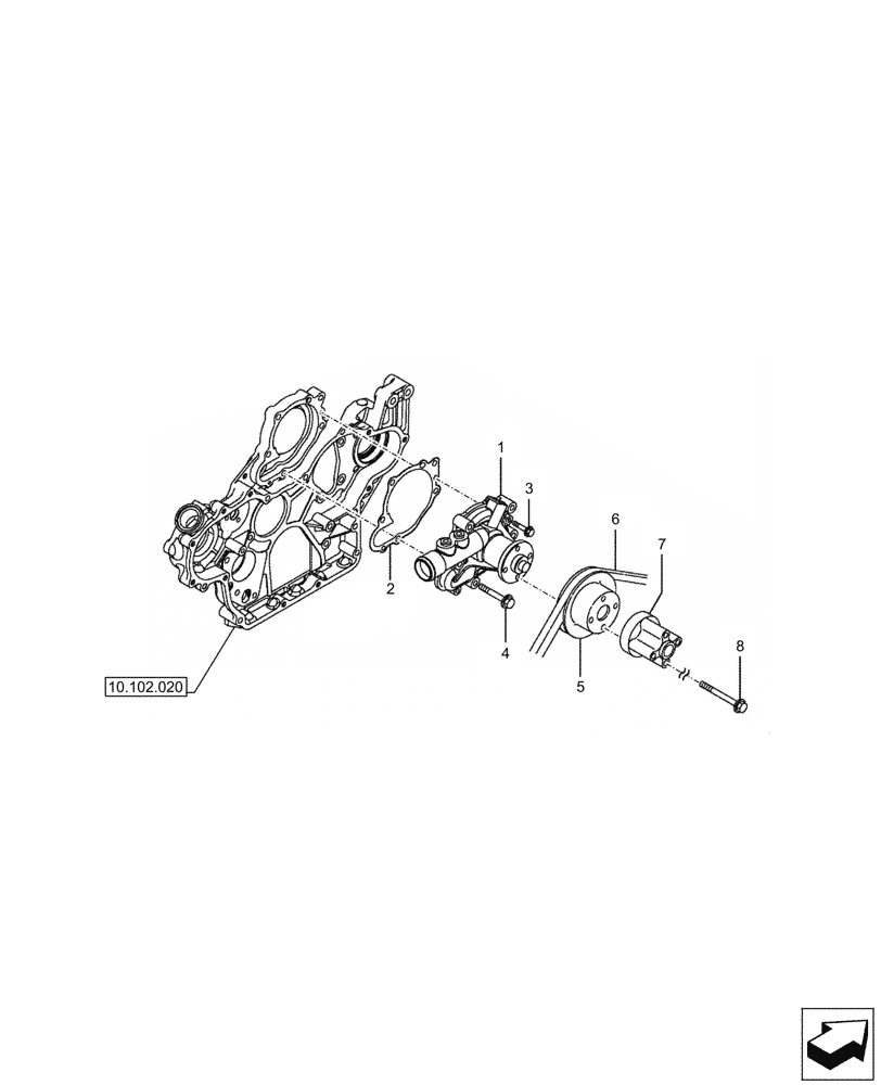 Схема запчастей Case CX57C - (10.400.030) - WATER PUMP (10) - ENGINE