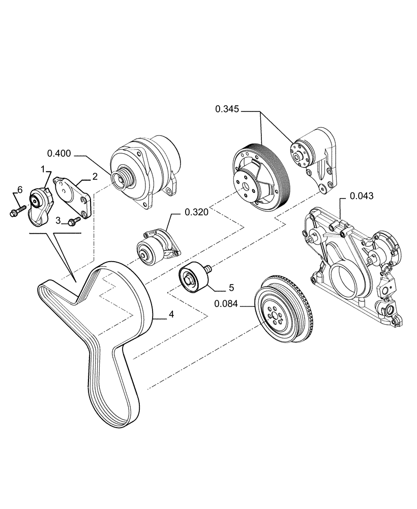 Схема запчастей Case 1850K - (0.340[01]) - WATER PUMP - CONTROL (01) - ENGINE