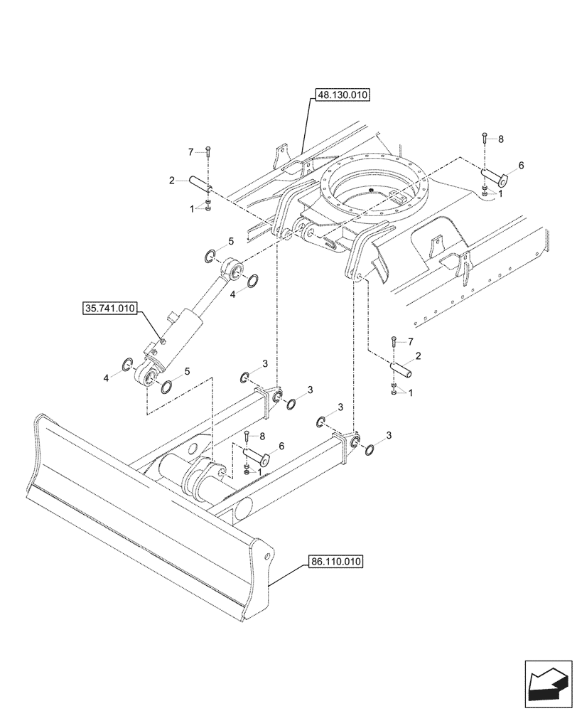 Схема запчастей Case CX57C - (86.110.020) - DOZER BLADE, PIN (86) - DOZER