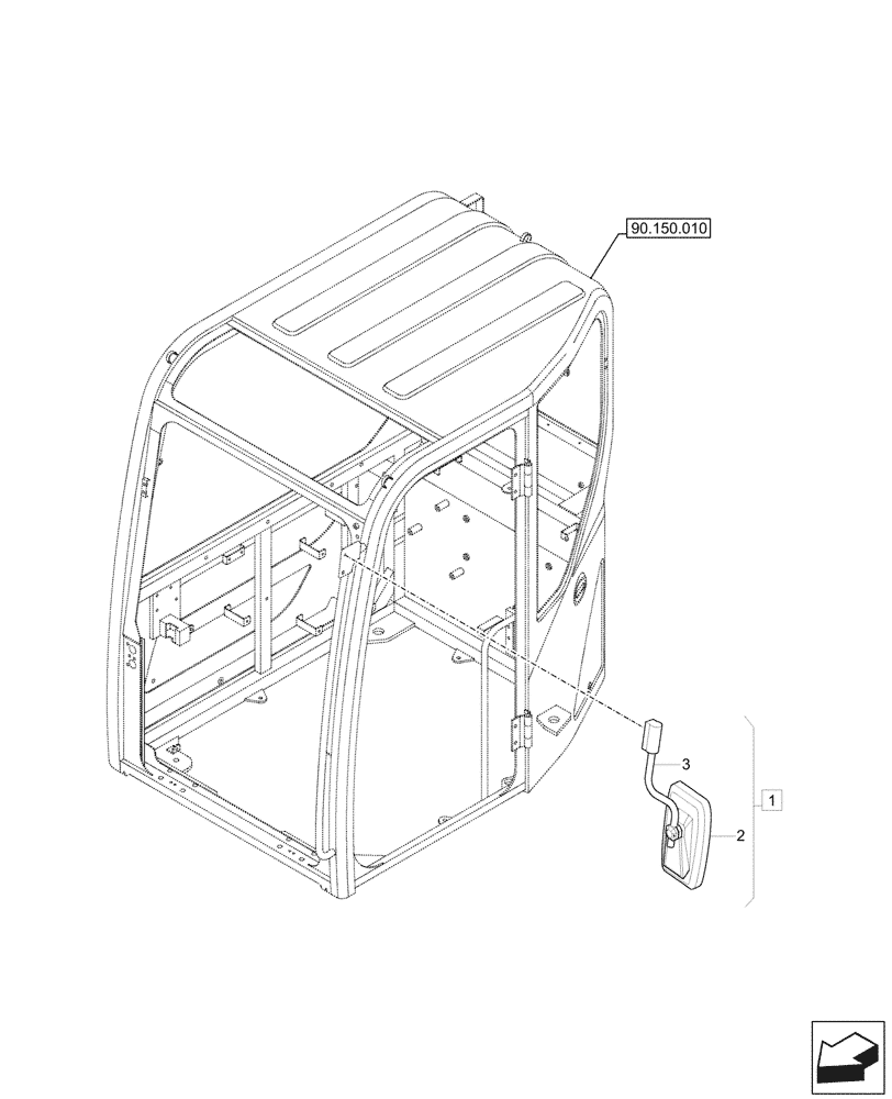 Схема запчастей Case CX60C - (90.118.010) - REAR VIEW MIRROR (90) - PLATFORM, CAB, BODYWORK AND DECALS