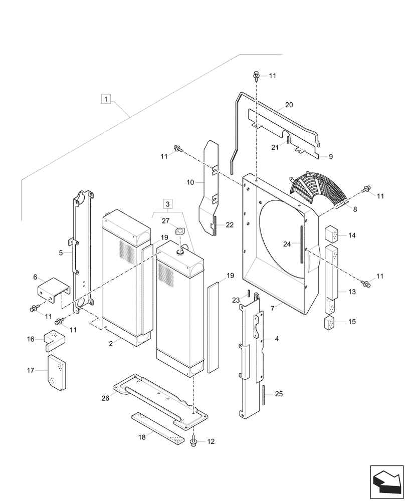 Схема запчастей Case CX60C - (10.400.010) - RADIATOR, COMPONENTS (10) - ENGINE