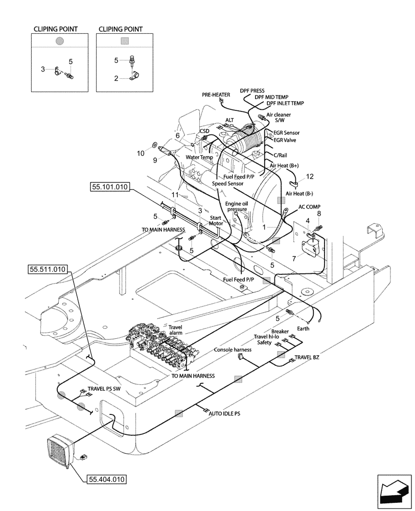 Схема запчастей Case CX57C - (55.101.020) - UPPER, FRAME, MAIN HARNESS (55) - ELECTRICAL SYSTEMS