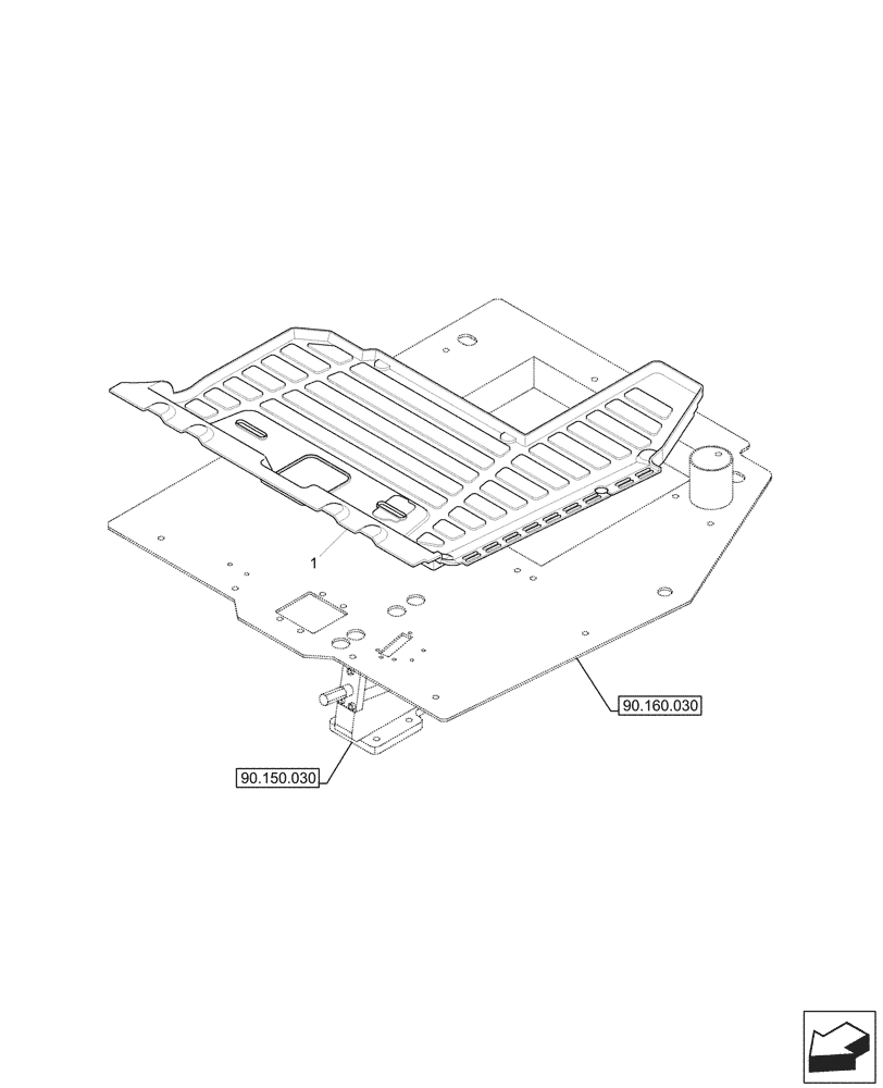Схема запчастей Case CX60C - (90.160.030) - FOOT BOARD (90) - PLATFORM, CAB, BODYWORK AND DECALS