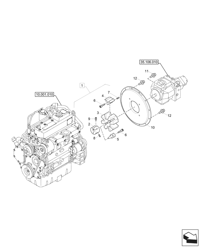 Схема запчастей Case CX60C - (10.114.010) - HYDRAULIC PUMP, COUPLER (10) - ENGINE