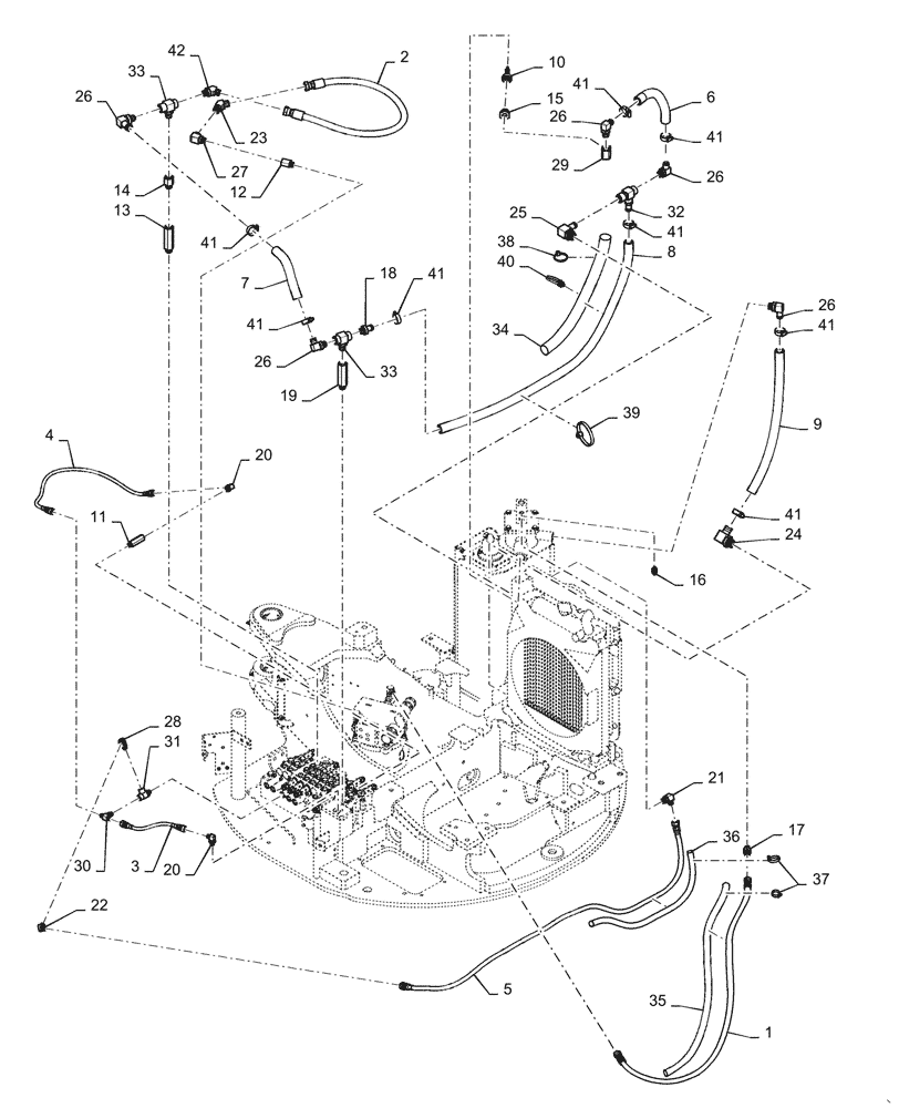 Схема запчастей Case CX31B - (35.310.AG[03]) - HYD. LINE, RETURN, STANDARD &, ANGLE, DOZER (35) - HYDRAULIC SYSTEMS