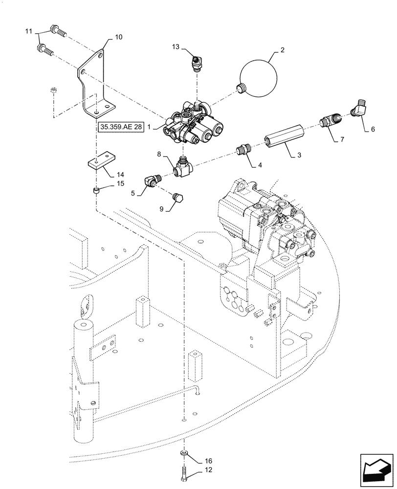 Схема запчастей Case CX31B - (35.359.AE[21]) - CONTROL, LINES, VALVE, NIBBLER & BREAKER (35) - HYDRAULIC SYSTEMS