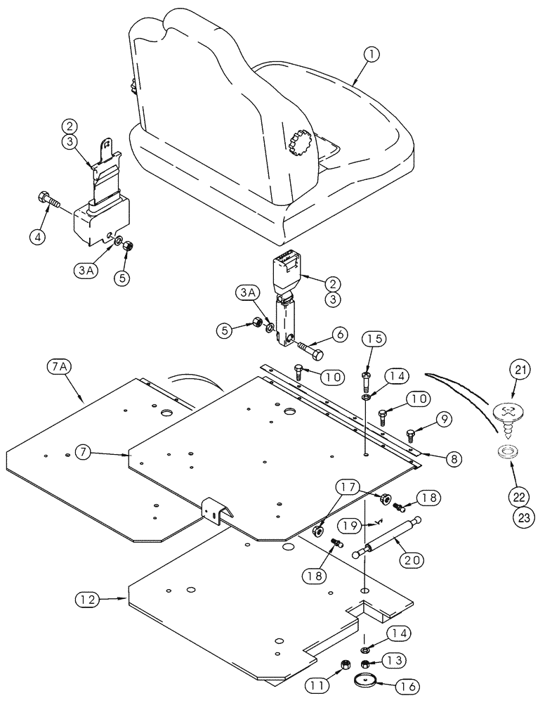 Схема запчастей Case 90XT - (09-31) - SEAT, MOUNTING SUSPENSION (09) - CHASSIS