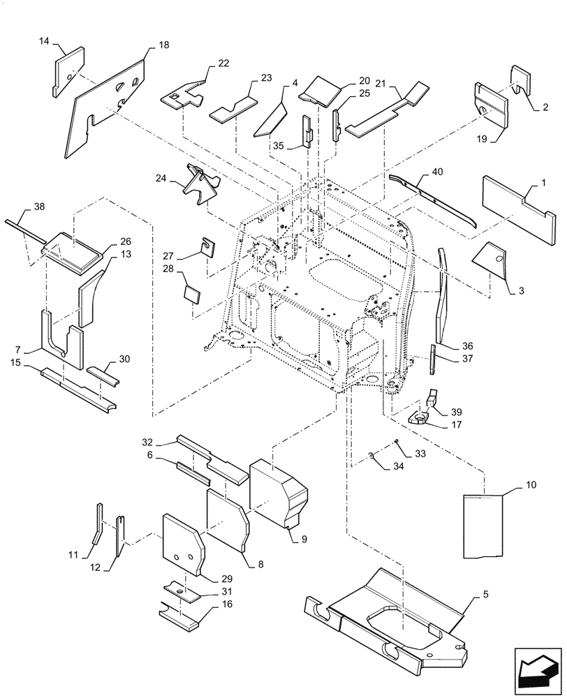 Схема запчастей Case CX31B - (90.151.AN[03]) - STAND, ASSY (90) - PLATFORM, CAB, BODYWORK AND DECALS