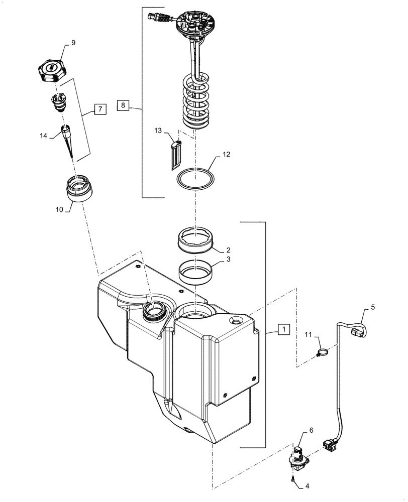 Схема запчастей Case 521G - (10.500.070) - DEF TANK ASSEMBLY (10) - ENGINE