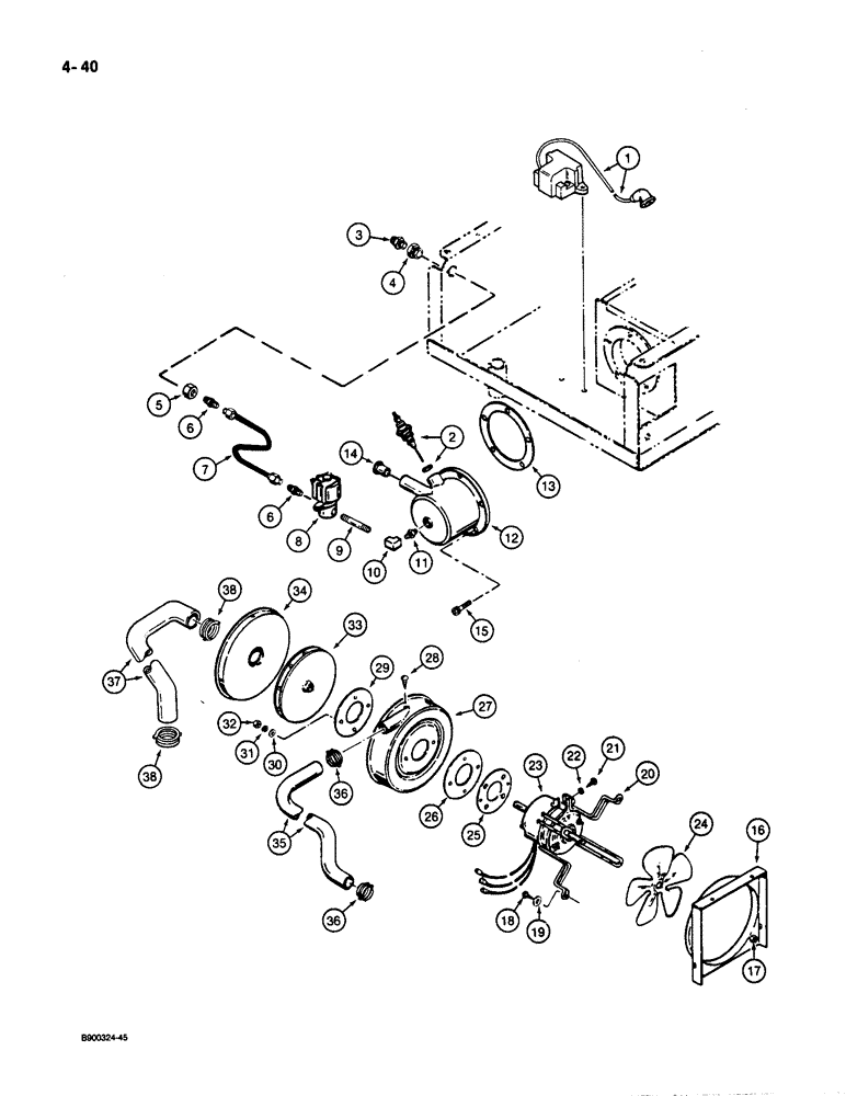 Схема запчастей Case 1085C - (4-40) - LIQUID PROPANE FIRED HEATER, IGNITION, BURNER, AND FAN (04) - ELECTRICAL SYSTEMS