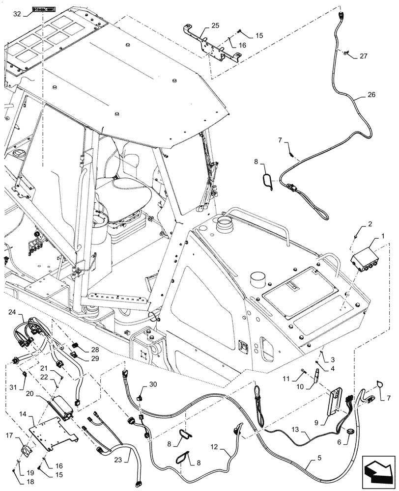 Схема запчастей Case 2050M LGP PAT - (55.991.010[01]) - VAR - 784605 - TELEMATIC SYSTEM TRIMBLE READY (55) - ELECTRICAL SYSTEMS