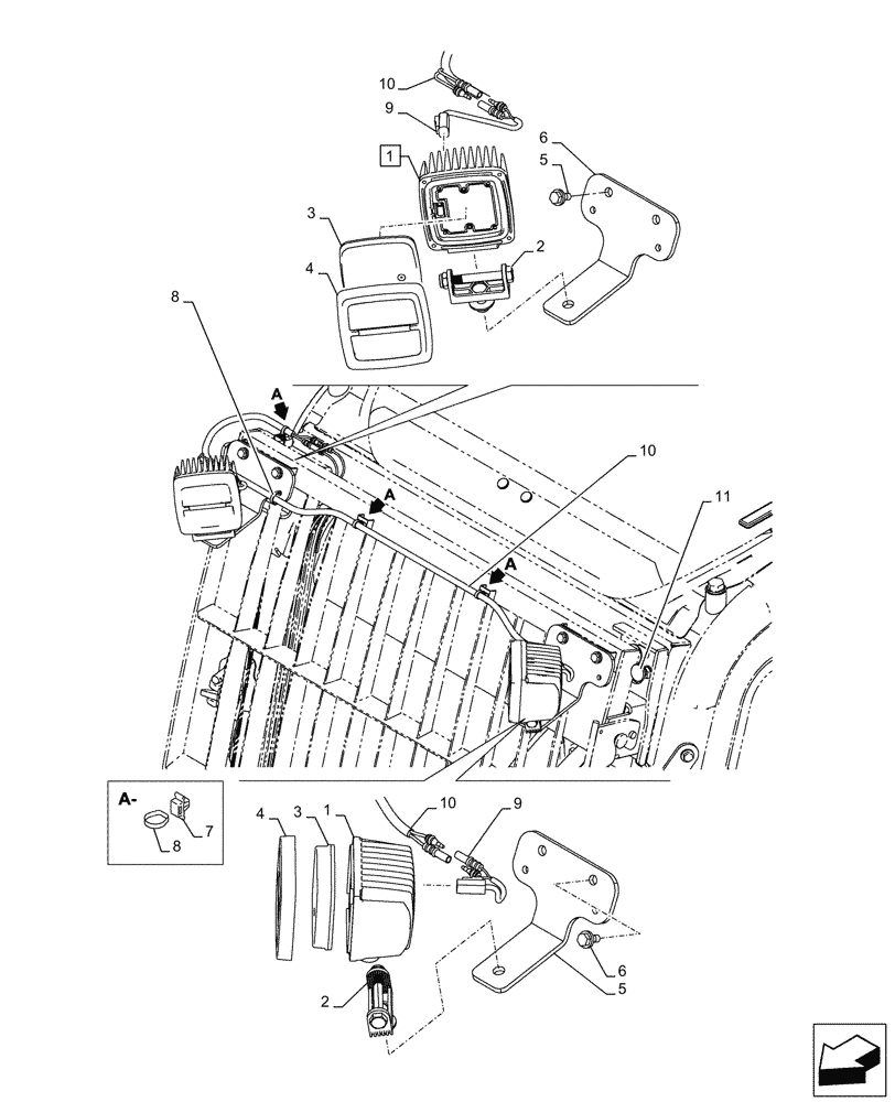 Схема запчастей Case CX750D RTC ME - (55.514.040) - VAR - 488036 - LED WORK LAMP (55) - ELECTRICAL SYSTEMS