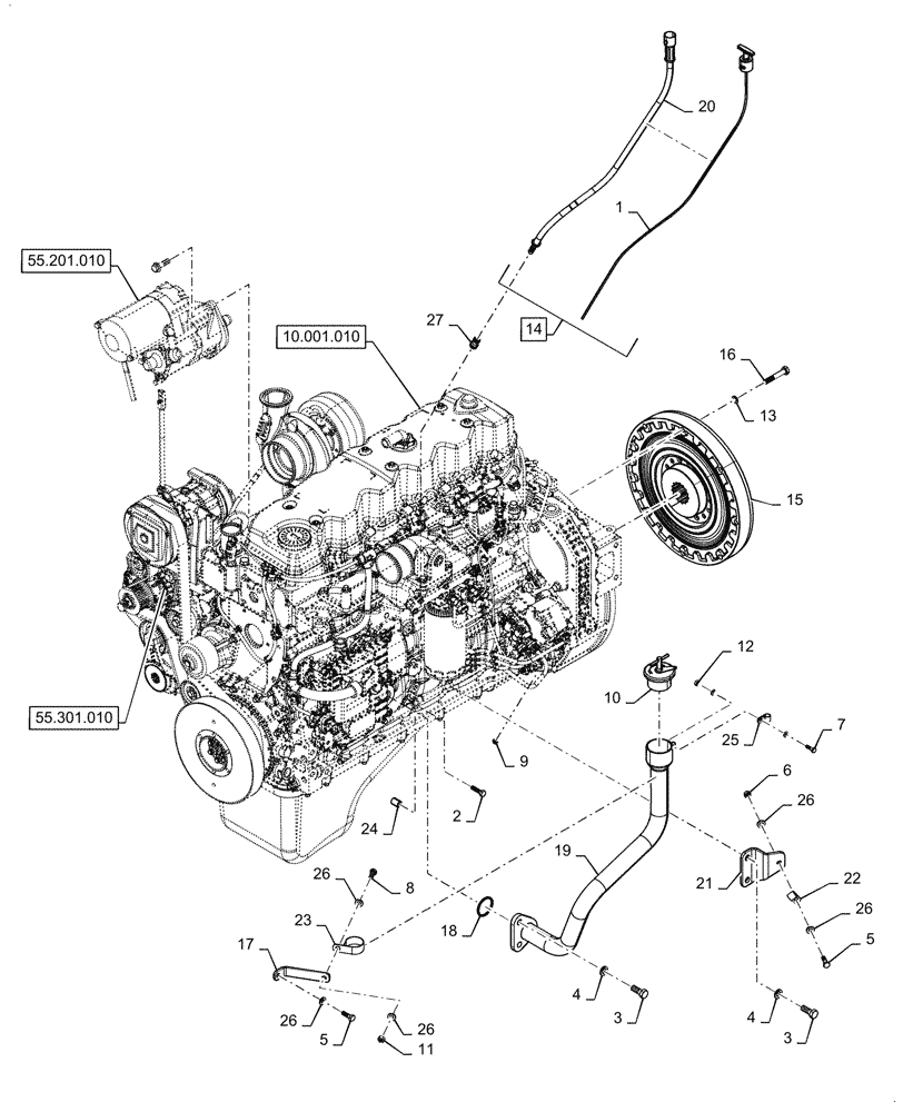 Схема запчастей Case 2050M XLT BD - (10.001.020) - VAR - 784817 - ENGINE, INSTALLATION (10) - ENGINE