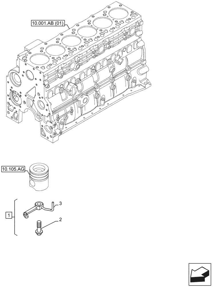 Схема запчастей Case F4HFE613J A006 - (10.304.AR) - PISTON COOLING NOZZLE (10) - ENGINE