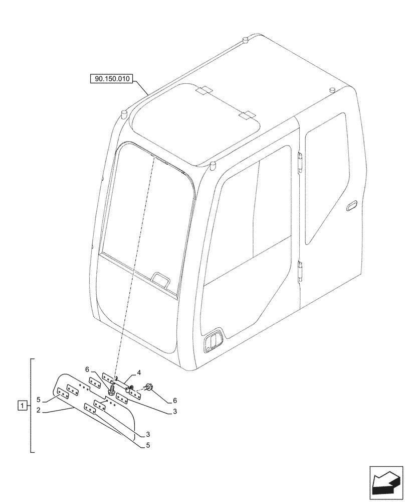 Схема запчастей Case CX750D RTC - (90.151.010) - VAR - 461554 - SUN VISOR (90) - PLATFORM, CAB, BODYWORK AND DECALS