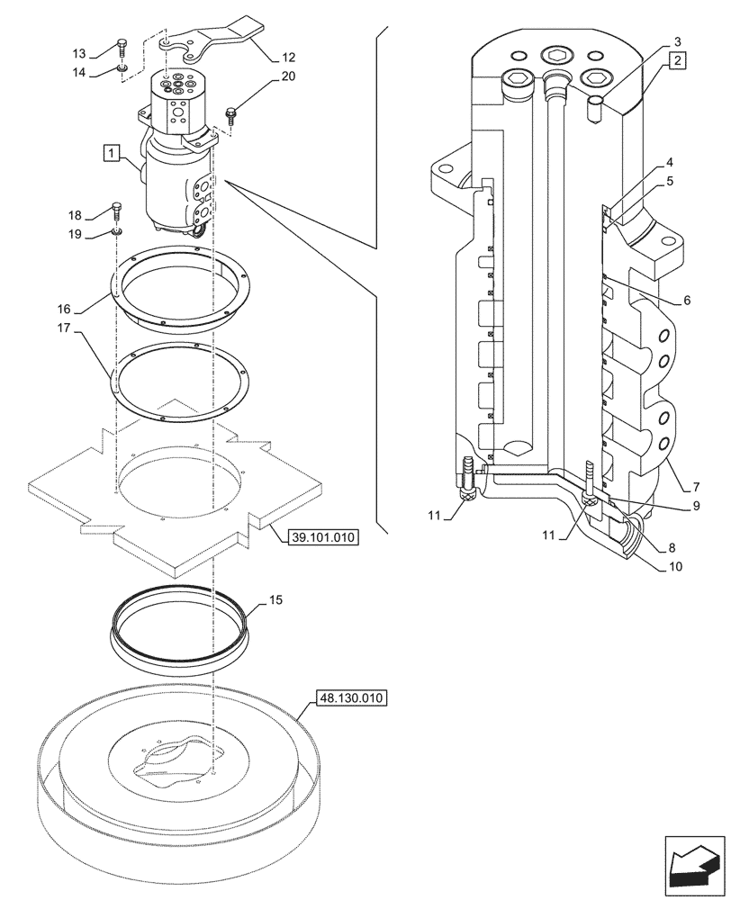 Схема запчастей Case CX750D RTC - (35.354.010) - HYDRAULIC SWIVEL (35) - HYDRAULIC SYSTEMS