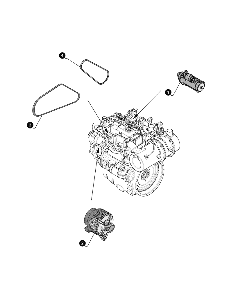 Схема запчастей Case CX60C - (05.100.04[02]) - MAINTENANCE PARTS - STARTER MOTOR, ALTERNATOR, BELTS (05) - SERVICE & MAINTENANCE