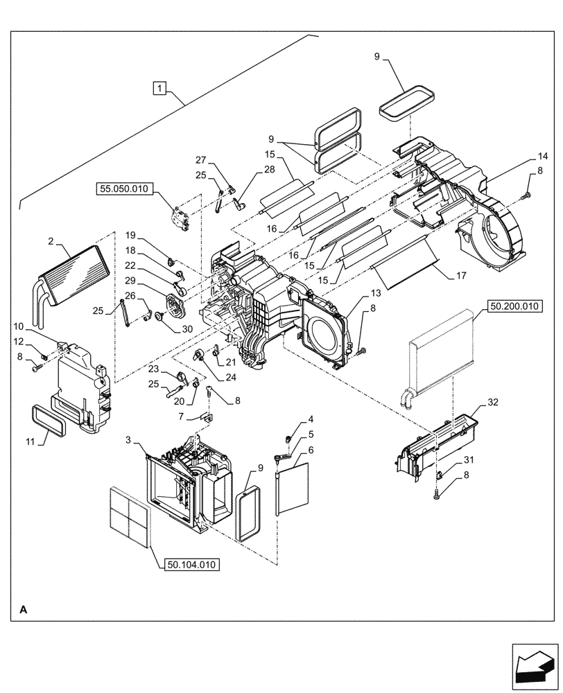 Схема запчастей Case CX290D LC MH - (50.100.010) - AIR CONDITIONING, W/ HEATER, COMPONENTS (50) - CAB CLIMATE CONTROL
