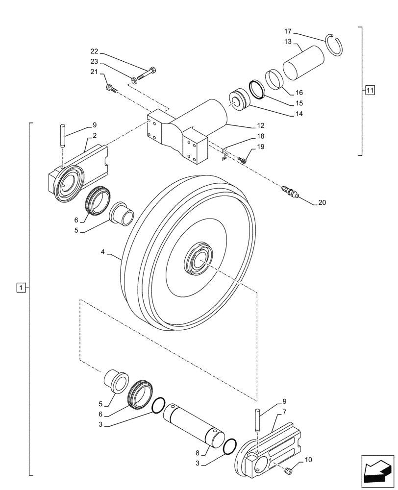 Схема запчастей Case CX750D RTC ME - (48.134.020) - IDLER WHEEL (48) - TRACKS & TRACK SUSPENSION