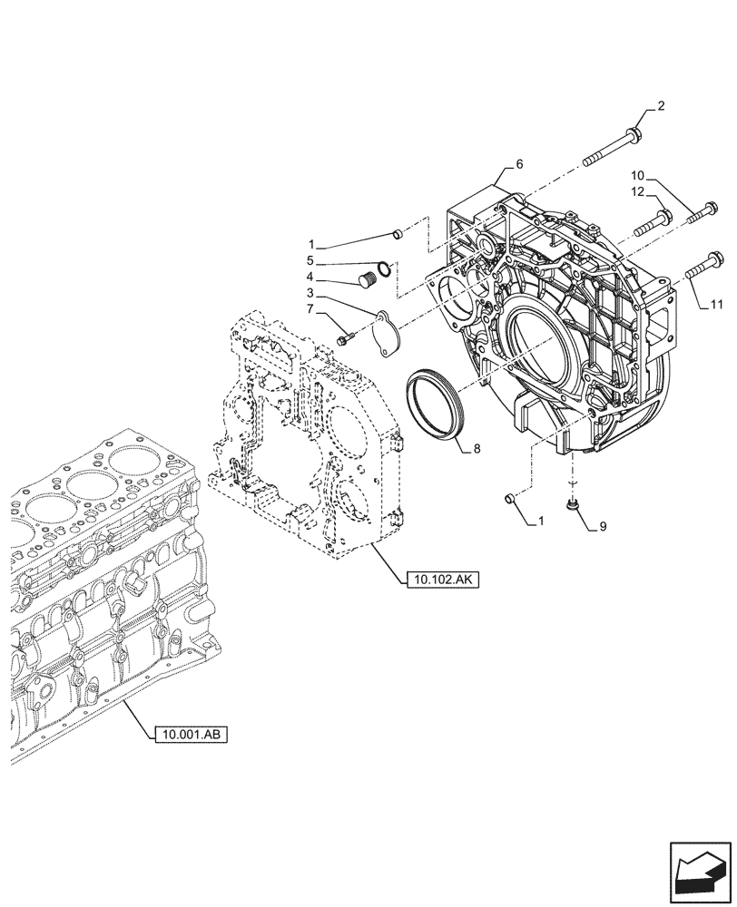 Схема запчастей Case F4HFE6132 A014 - (10.103.AK) - FLYWHEEL, HOUSING (10) - ENGINE