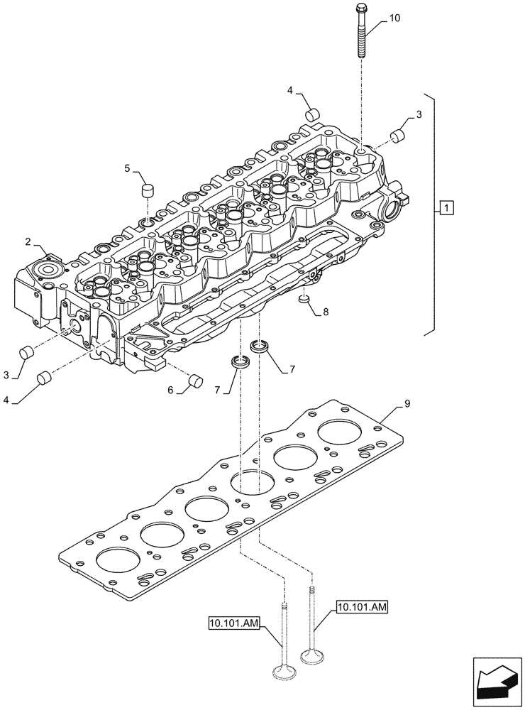 Схема запчастей Case F4HFE613F A012 - (10.101.AA) - CYLINDER HEAD (10) - ENGINE